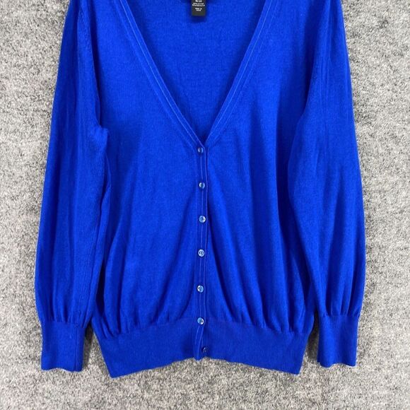 Lane Bryant Cardigan Women 18/20 Plus Blue V-Neck Button Up Cotton Long Sleeve - Picture 3 of 8